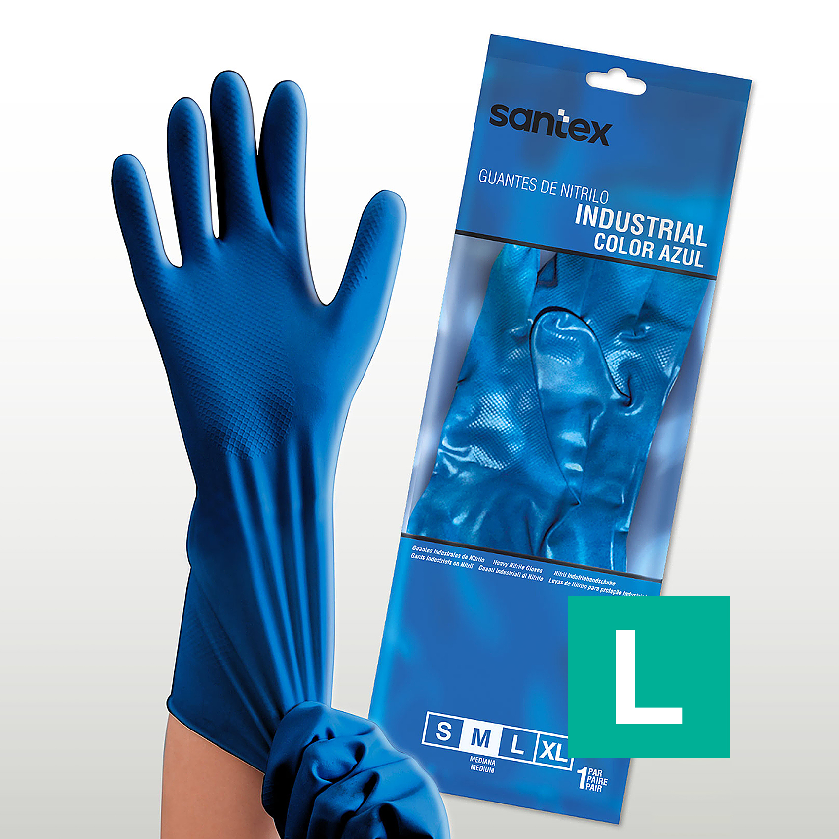 Guantes de Nitrilo Industrial Satinado Santex - Talla S, M, L, XL