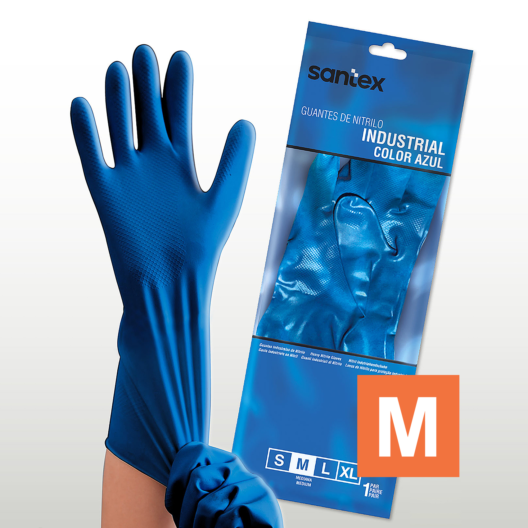 Guantes de Nitrilo Industrial Satinado Santex - Talla S, M, L, XL