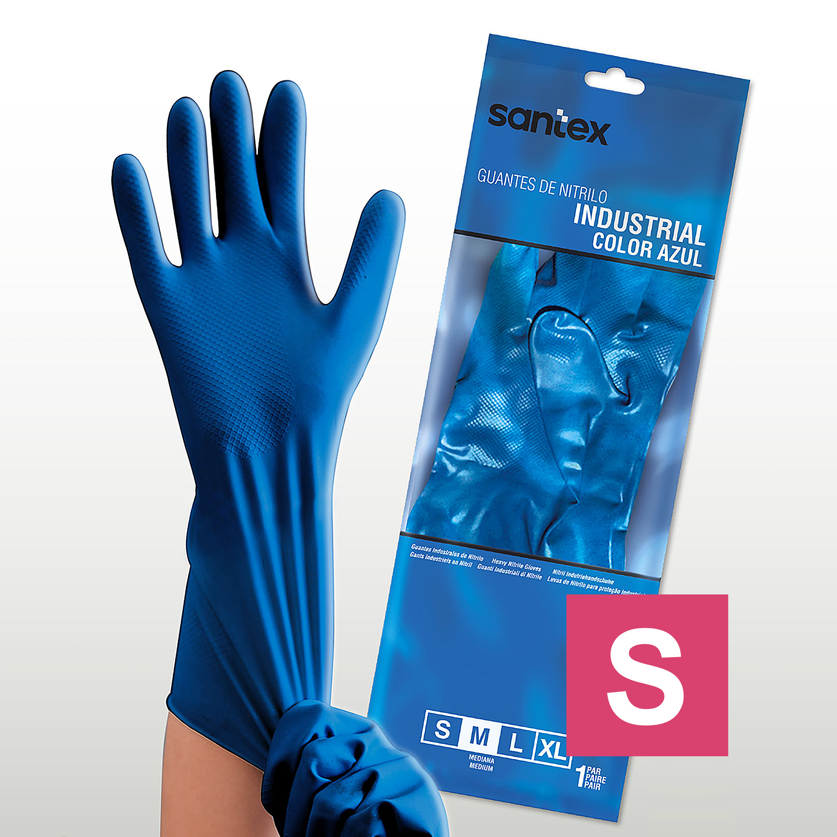 Guantes de Nitrilo Industrial Satinado Santex - Talla S, M, L, XL