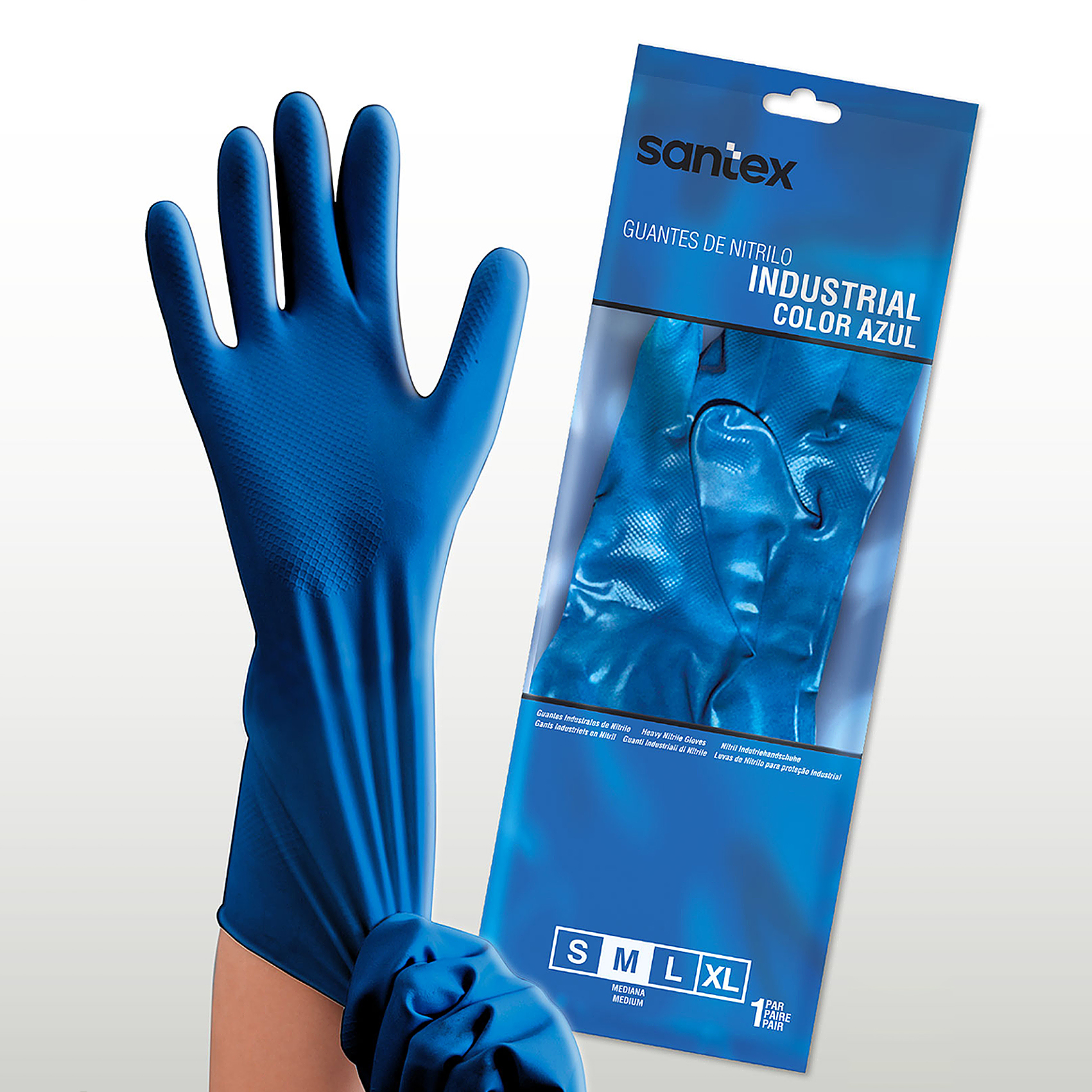 Guantes de Nitrilo Industrial Satinado Santex - Talla S, M, L, XL