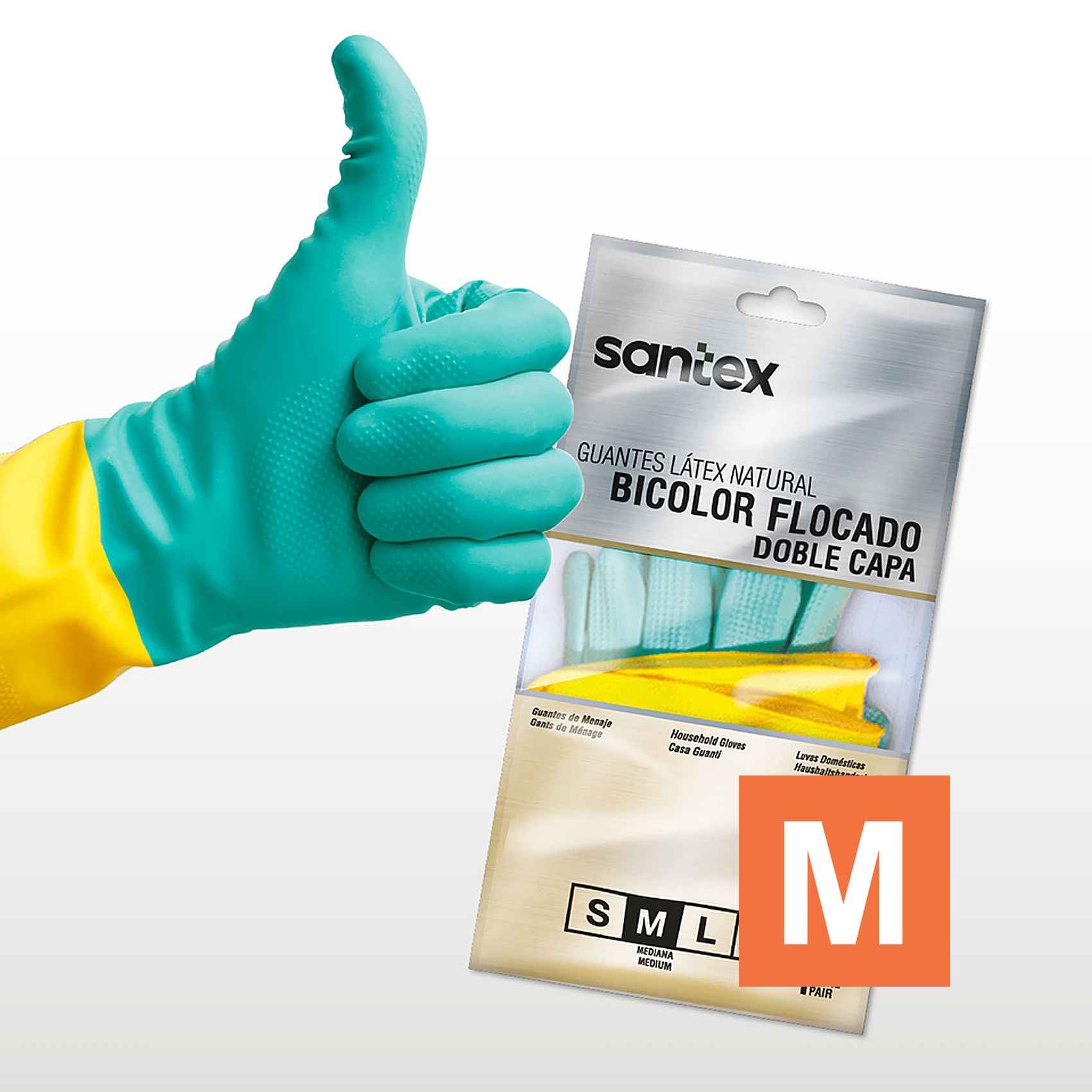 Guantes Látex Flocado Bicolor Santex - Talla S, M, L, XL