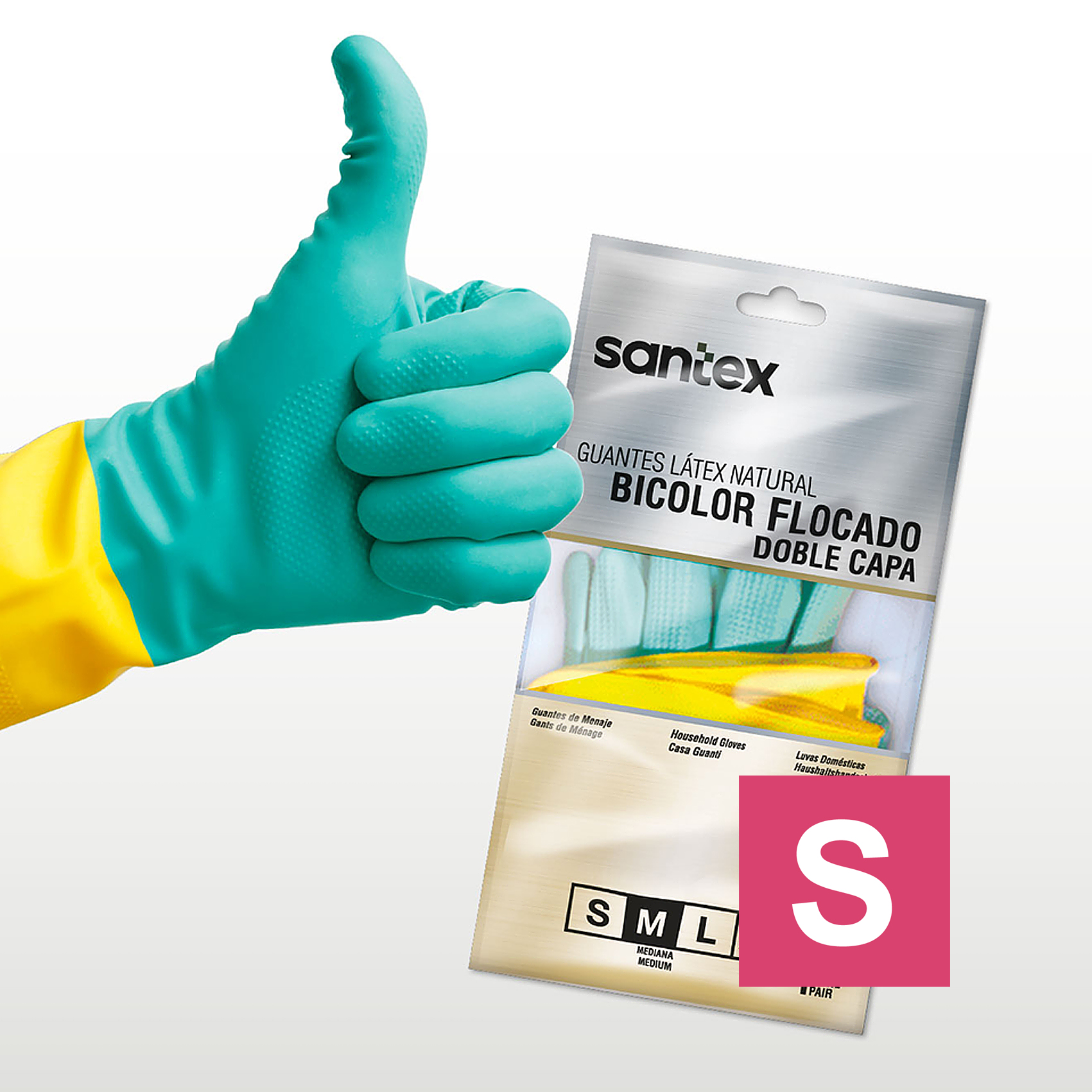 Guantes Látex Flocado Bicolor Santex - Talla S, M, L, XL