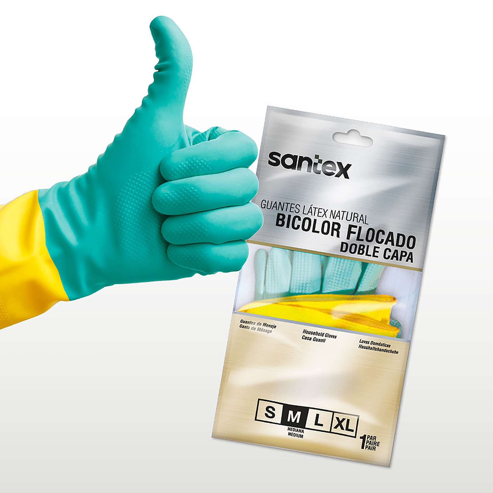 Guantes Látex Flocado Bicolor Santex - Talla S, M, L, XL