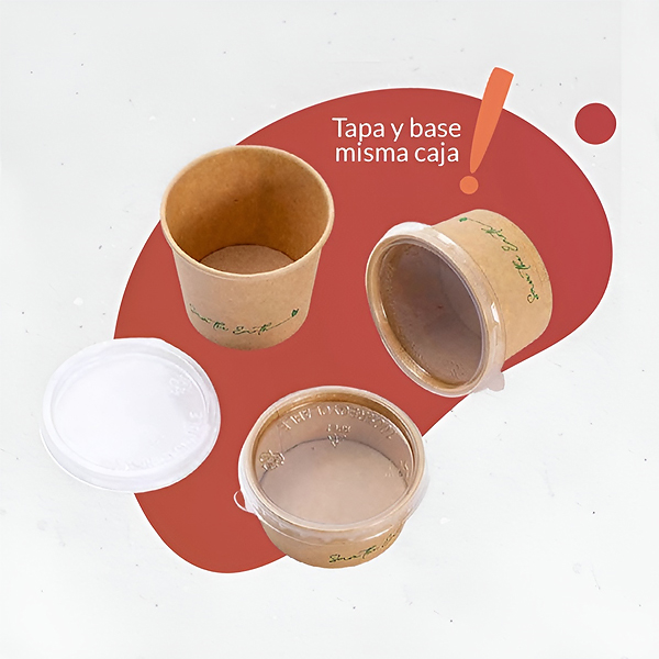 Salsera Kraft con Tapa rPET – 60 ml y 90 ml (Caja de 1.000 Unidades)