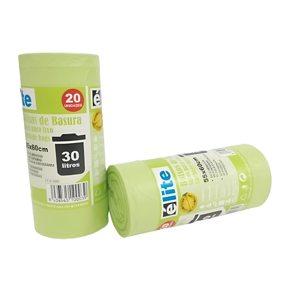 Bolsa de Basura con Autocierre | Verde Pistacho Perfumado – 55x60cm |  30 Litros | Rollo de 20 Uds.