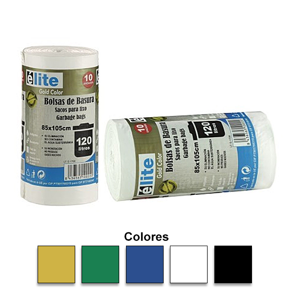 Bolsas de Basura Profesional Gold Élite – 120 Litros | 85 x 105 cm | Rollo de 10 Uds.