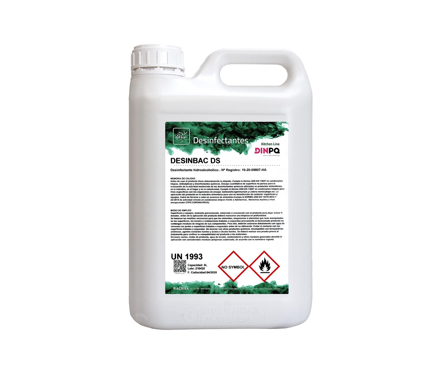 DESINBAC DS – Desinfectante Hidroalcohólico | Envase de 5 Litros