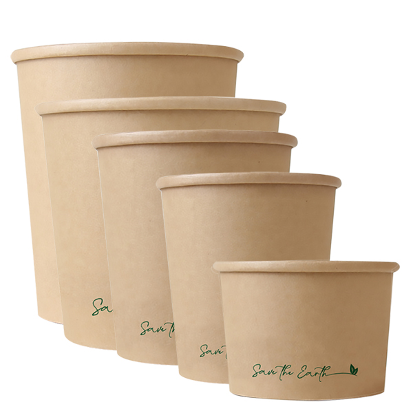 Soperas de Cartón Redondas + Tapa rPET Transparente | 8 oz a 32 oz (250 ml a 1.000 ml)(Caja de 300 Unidades)