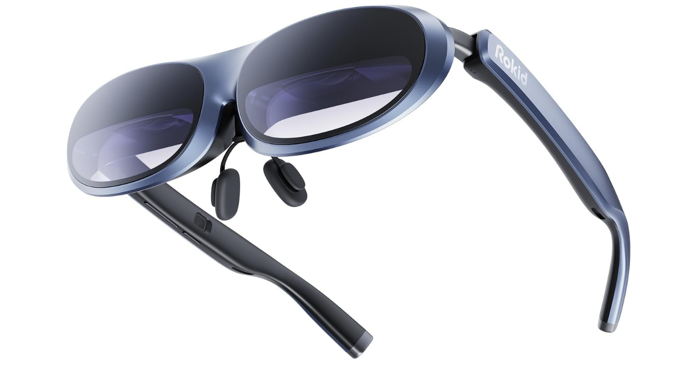 Gafas de Realidad Aumentada: Rokid Max AR Glasses, Smart Glasses with 360'' Micro-OLED Virtual Theater, 50° FOV, 600nits Brightness, HDCP Support & Cloud Gaming and Compatibility with iPhone 15, Android, Consoles, and Computers