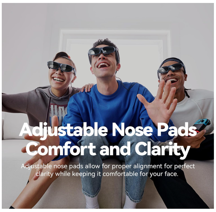 Gafas de Realidad Aumentada: Rokid Max AR Glasses, Smart Glasses with 360'' Micro-OLED Virtual Theater, 50° FOV, 600nits Brightness, HDCP Support & Cloud Gaming and Compatibility with iPhone 15, Android, Consoles, and Computers