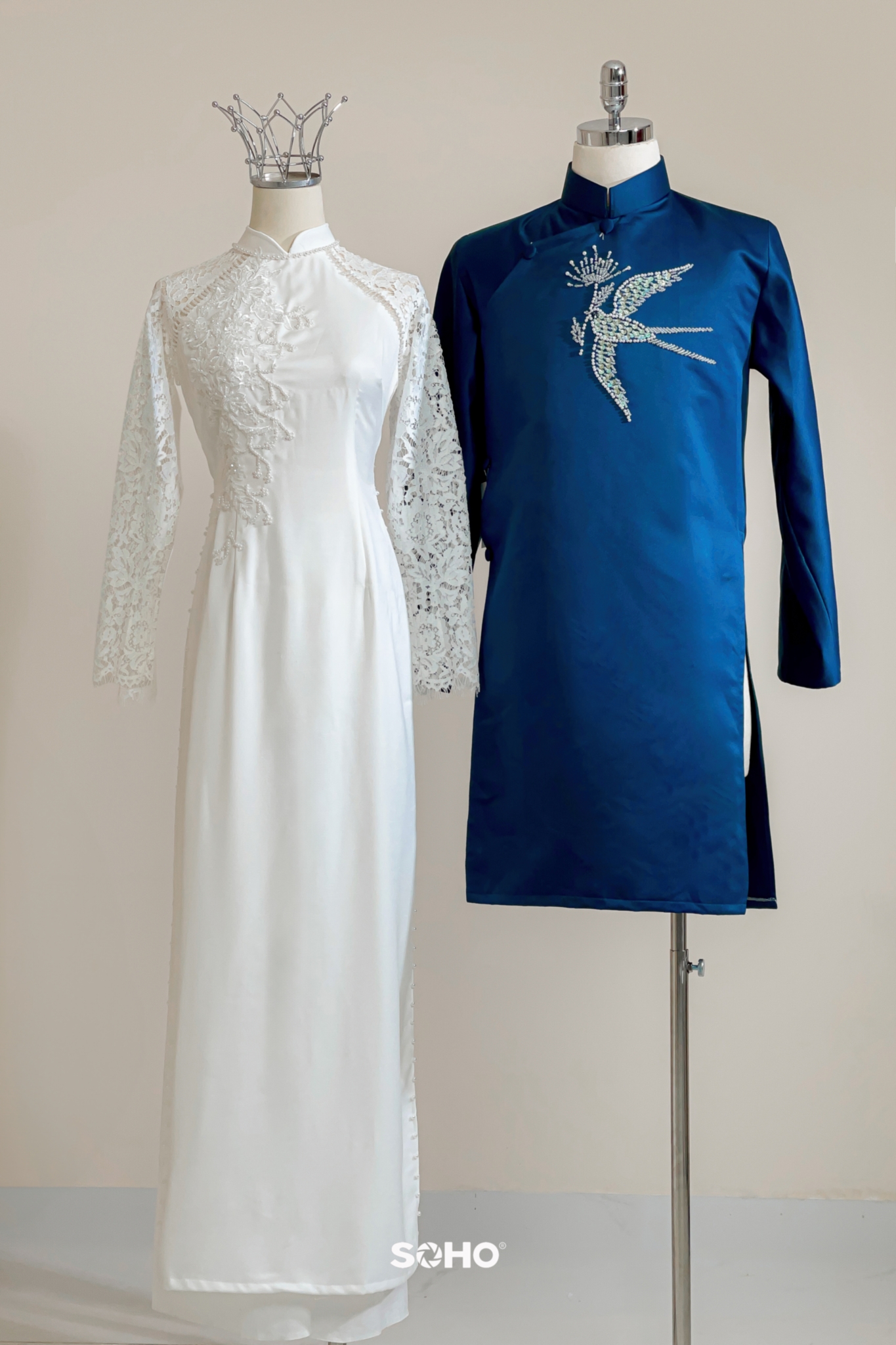 Áo Dài Lụa Trắng Phối Tay Ren