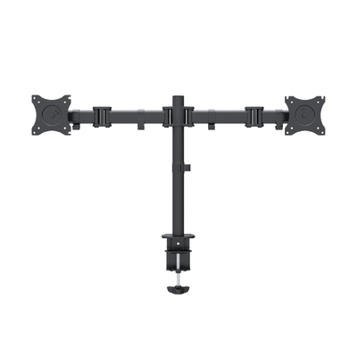 Montaje de Escritorio articulado para 2 monitores de 13 a 27" / Soporta hasta 10 kg / Vesa 75 x 75 / 100 x 100 / Acero / Giro: 360°