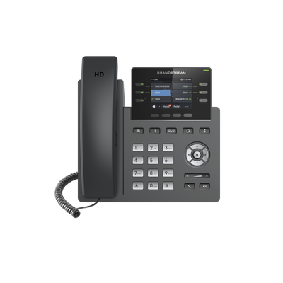 Teléfono IP Grado Operador, 3 líneas SIP con 6 cuentas, puertos Gigabit,PoE, pantalla a color 2.4", codec Opus, IPV4/IPV6 con gestión en la nube GDMS