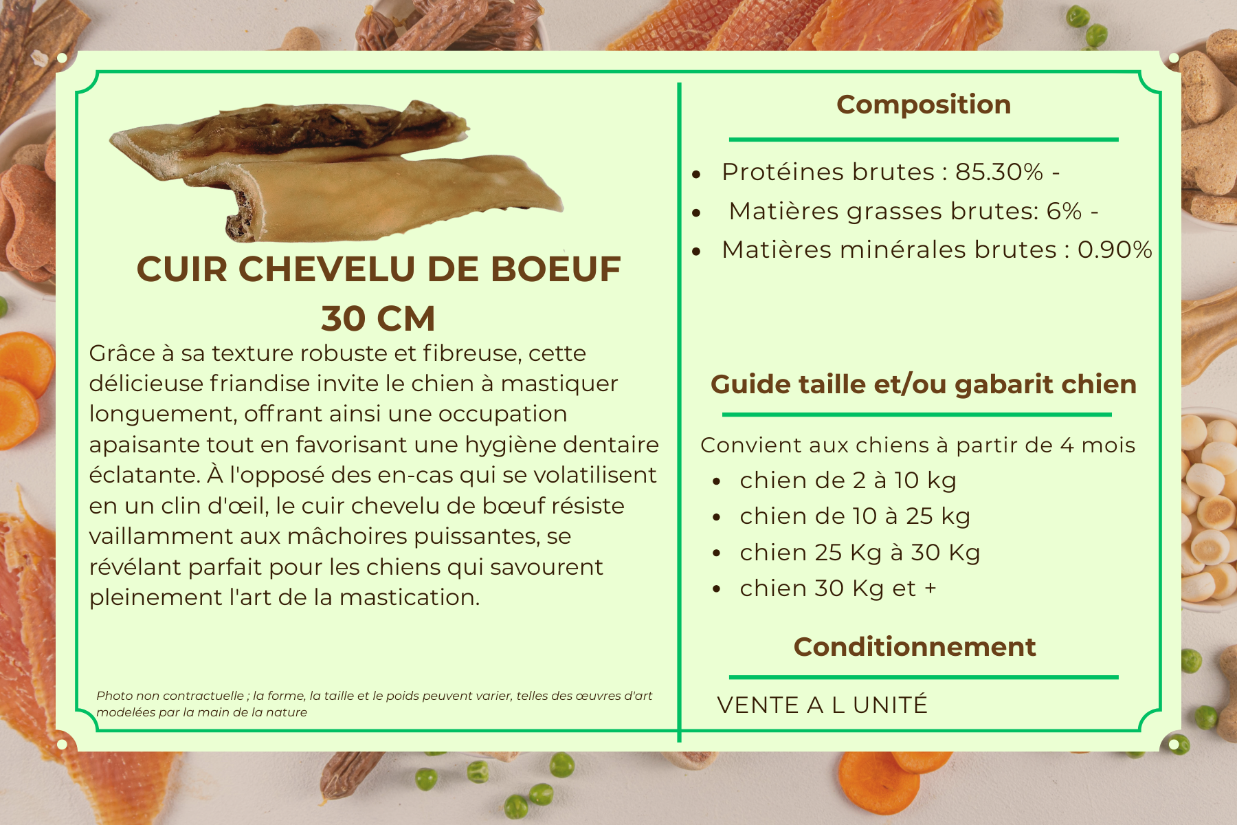 Cuir Chevelu de Bœuf 30 cm
