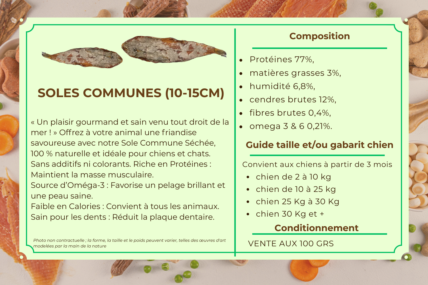 Soles communes (10-15 cm)