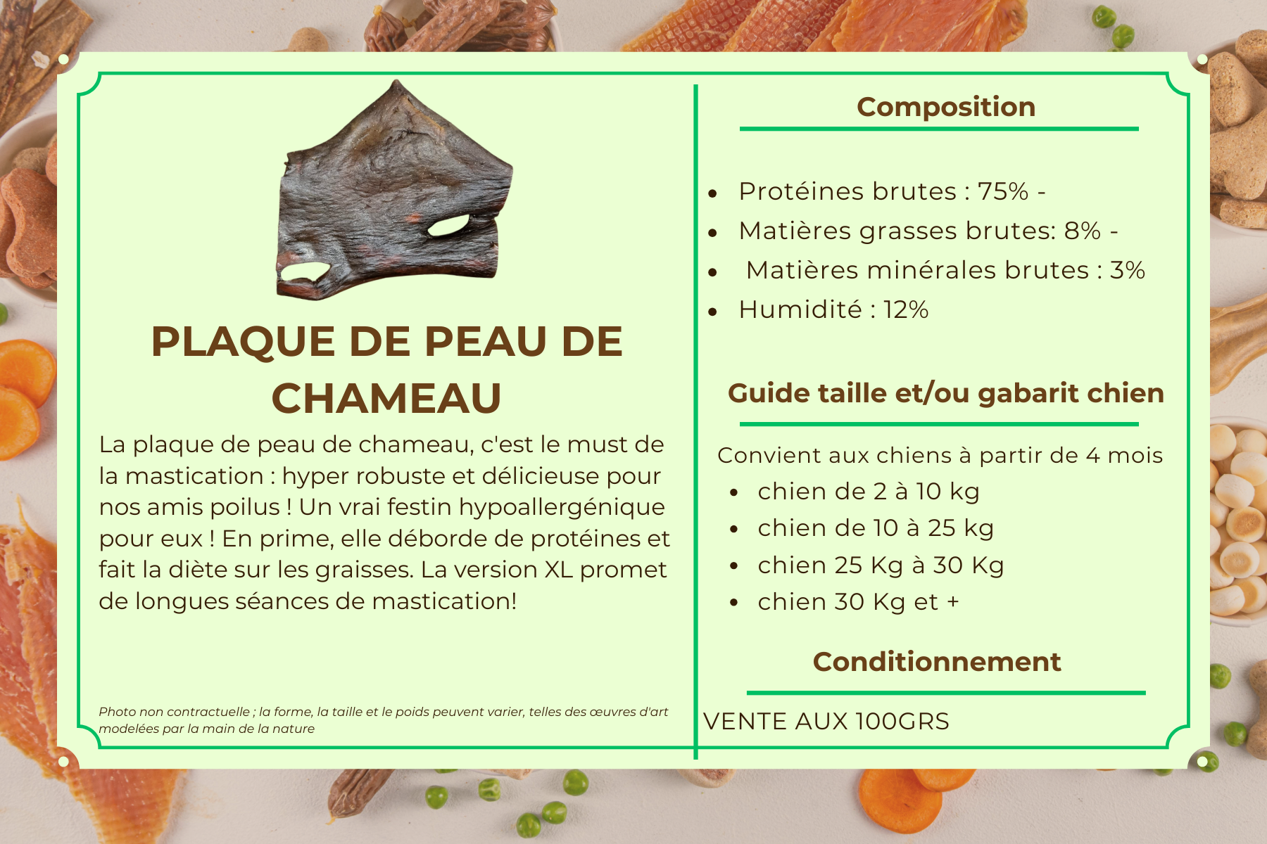 Plaque de peau de chameau