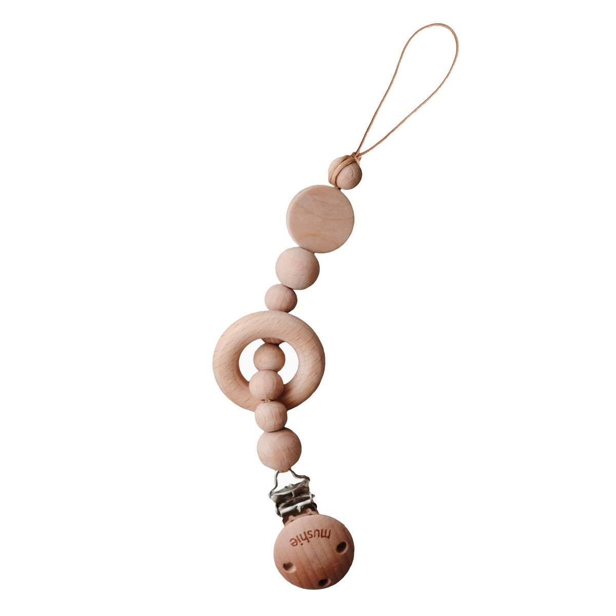 Wooden Pacifier Rattle Clip | Sunny