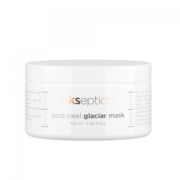 Post Peel Glaciar Mask/ Gaivinamoji kaukė su ledynų vandeliu ir mikroelementais Zn, Mg, Cu, Ca, 100 ml