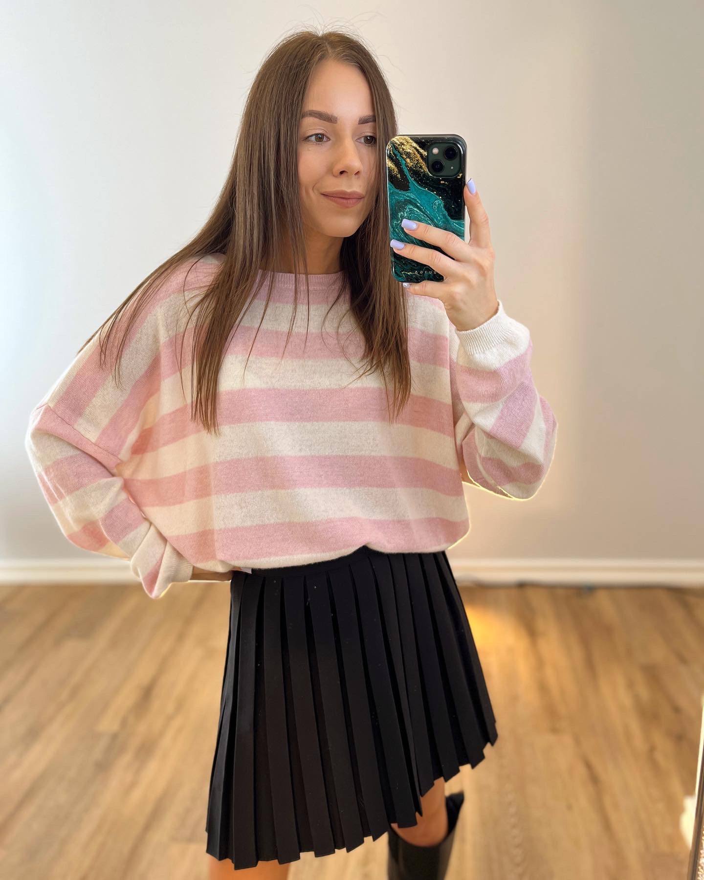 Rožinis megztukas su kašmyru ir vilna