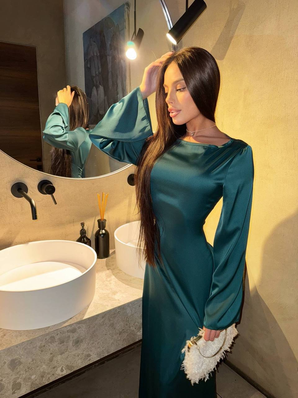 Maxi šilkinė suknelė