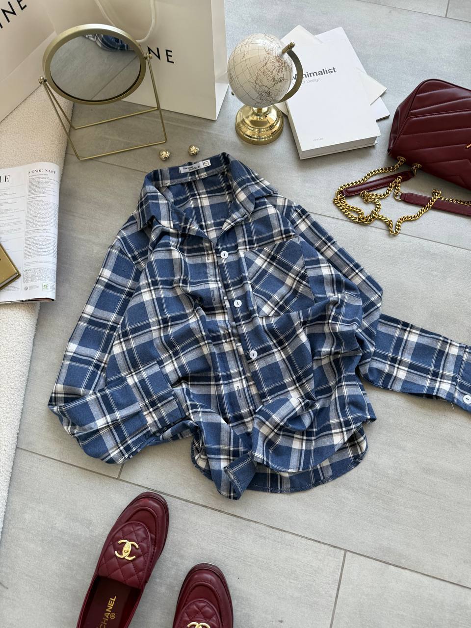  Mėlyni languoti marškiniai 