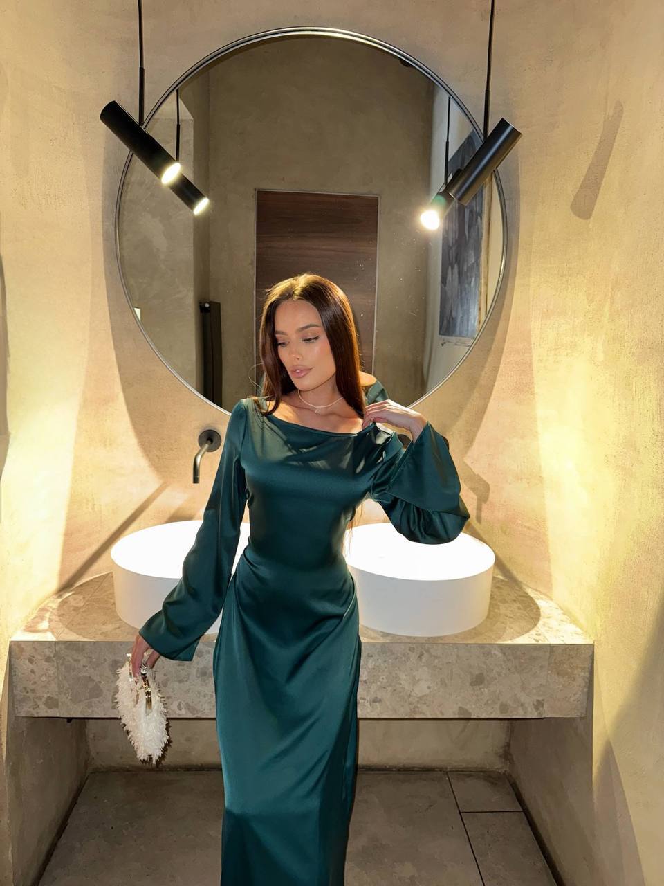 Maxi šilkinė suknelė