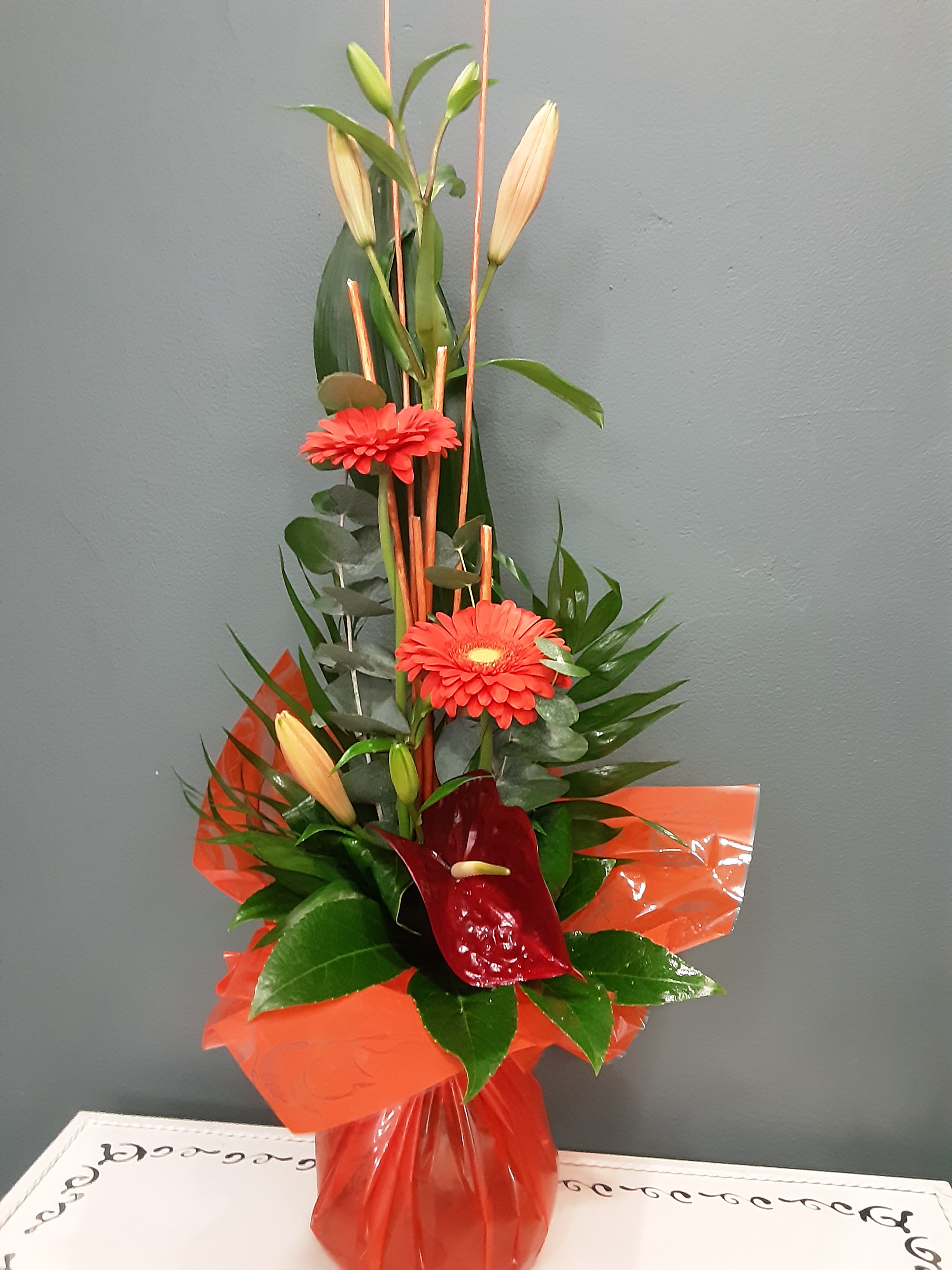 Bouquet linéaire orange