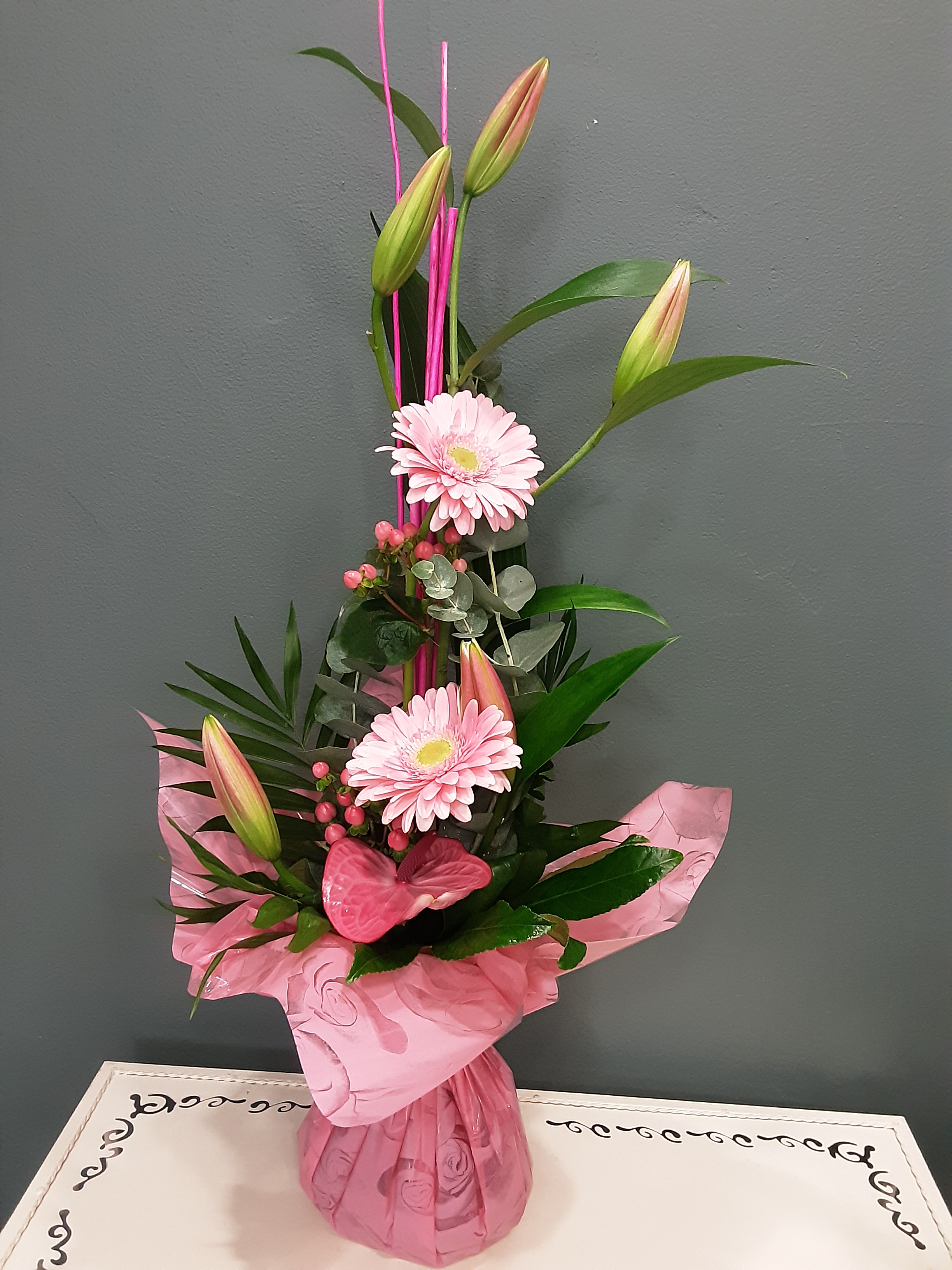 Bouquet linéaire rose