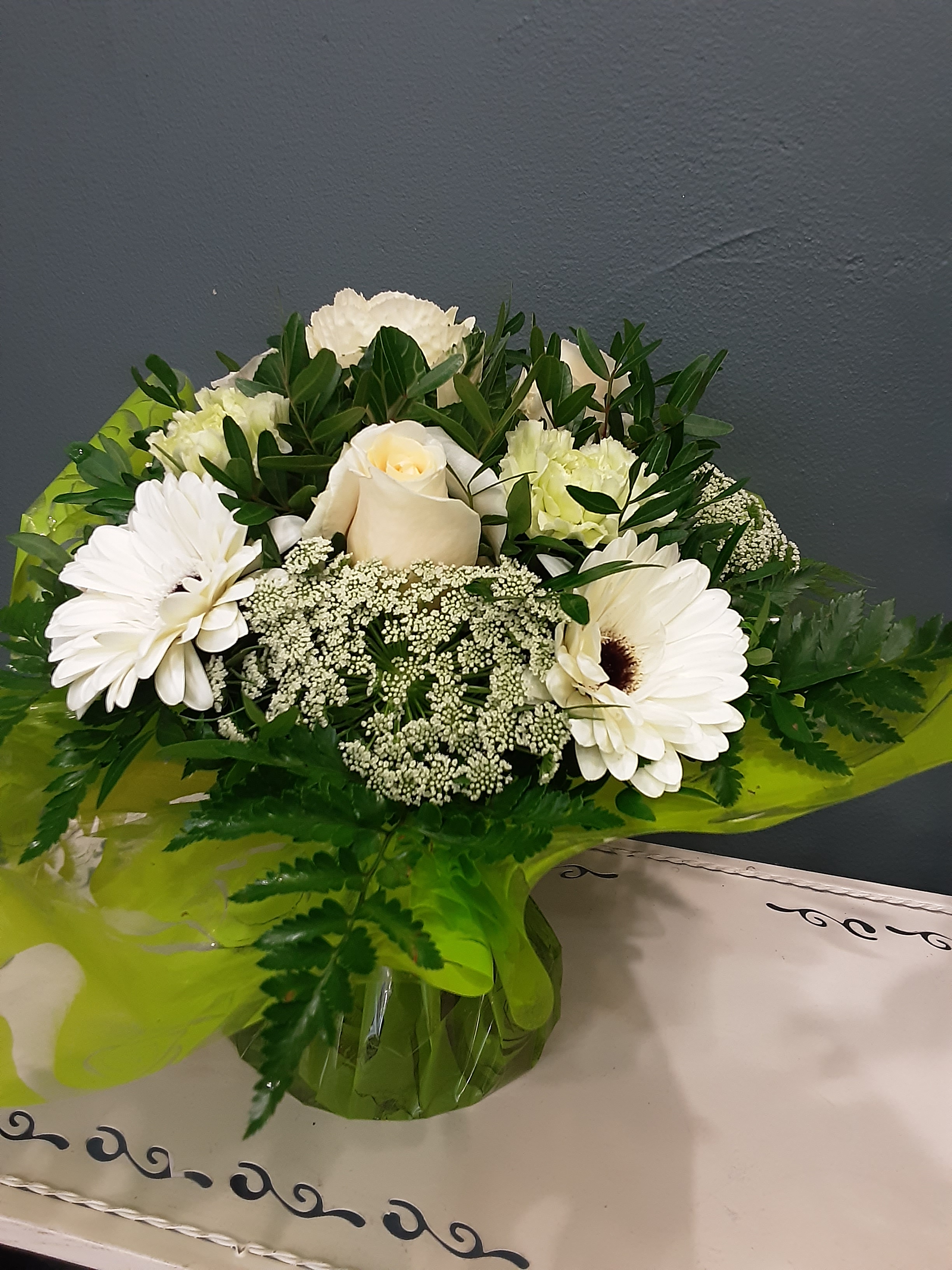 Bouquet rond blanc - modèle 2