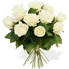 Bouquet de roses blanches à grandes tiges
