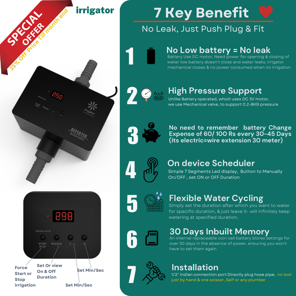 irrigator repeater : irrgate cyclically : Simple seting Garden Timer : automatic garden timer