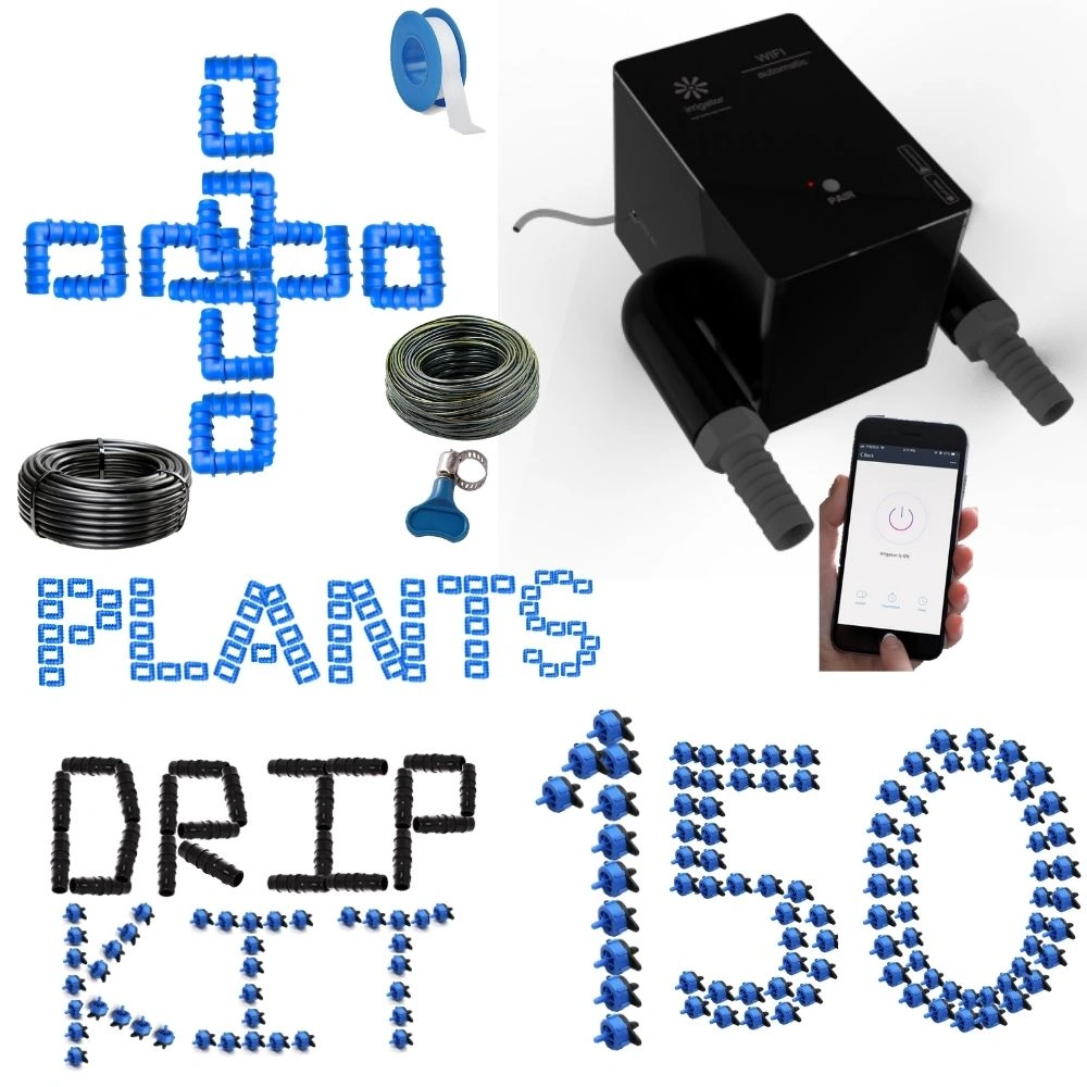 irrigator wifi remote + 150 Plants Kit I ios android app garden timer I No Hub No battery I  remote automatic plants irrigation system solutions 
