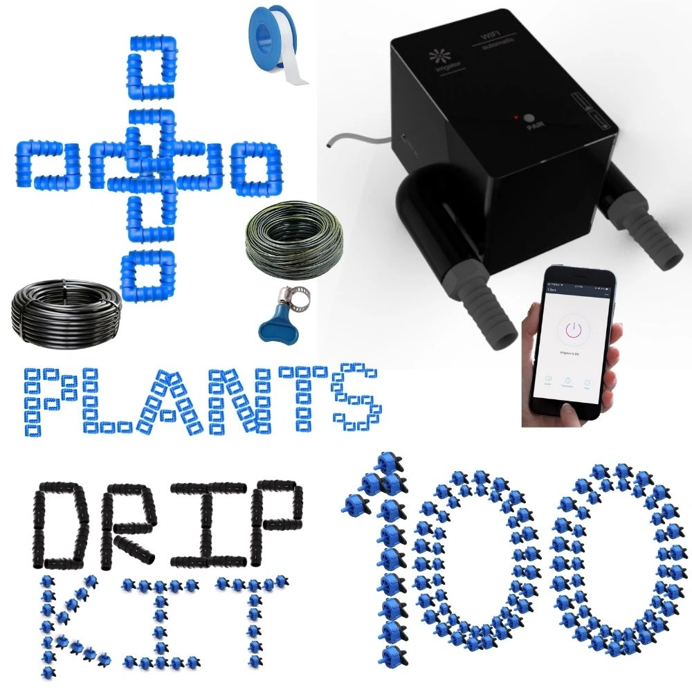 irrigator wifi remote + 100 Plants Kit I ios android app garden timer I No Hub No battery I  remote automatic plants irrigation system solutions 