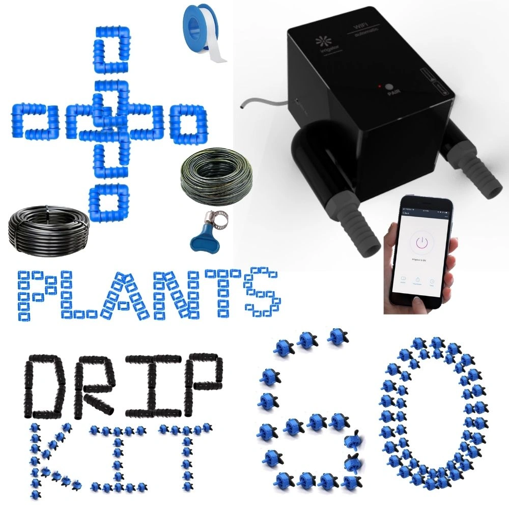 irrigator wifi remote + 60 Plants Kit I ios android app garden timer I No Hub No battery I  remote automatic plants irrigation system solutions 