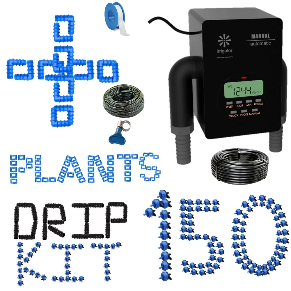 irrigator Auto Manual + 150 plants Drip Kit : automatic plants watering system for irrigaton at home terrace balcony plants