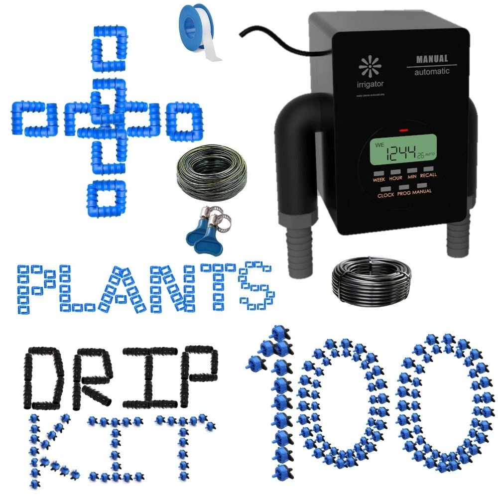 irrigator Auto Manual + 100 plants Drip Kit : automatic plants watering system for irrigaton at home terrace balcony plants