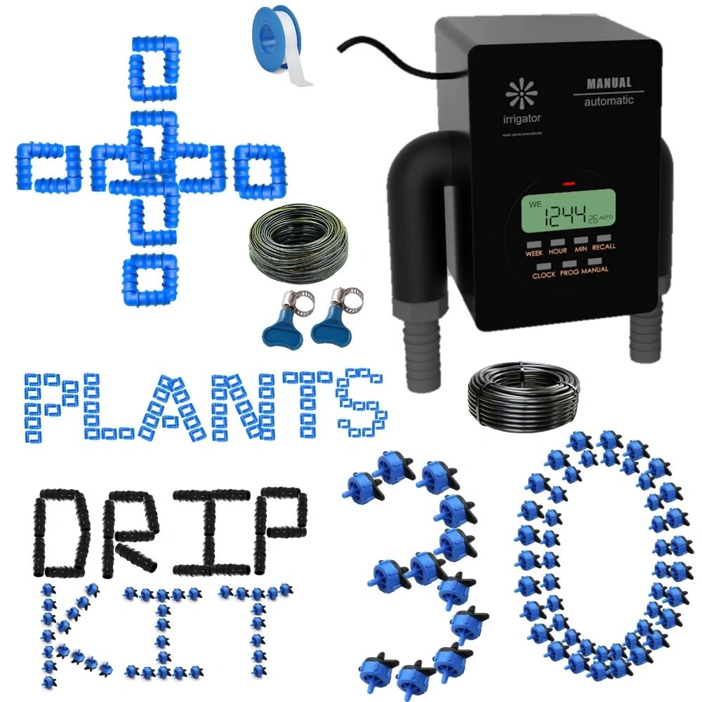 irrigator Auto Manual + 30 plants Drip Kit : automatic plants watering system for irrigaton at home terrace balcony plants