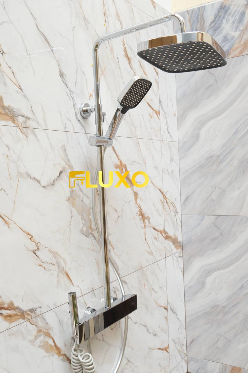 FLUXO SHOWER SET TIANG THERMOSTATIC KUNINGAN PIANO 4 in 1 Mixer Panas Dingin SERIES PREMIUM