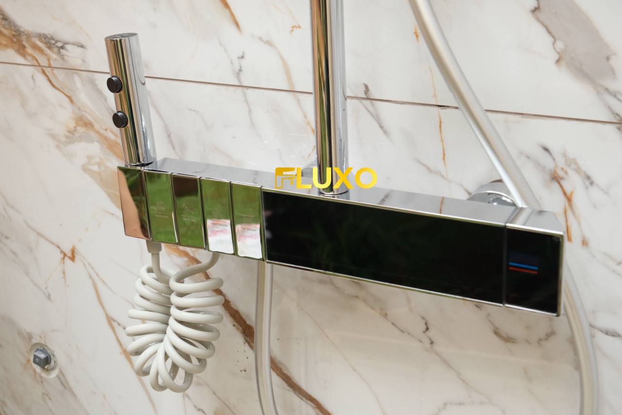 FLUXO SHOWER SET TIANG THERMOSTATIC KUNINGAN PIANO 4 in 1 Mixer Panas Dingin SERIES PREMIUM