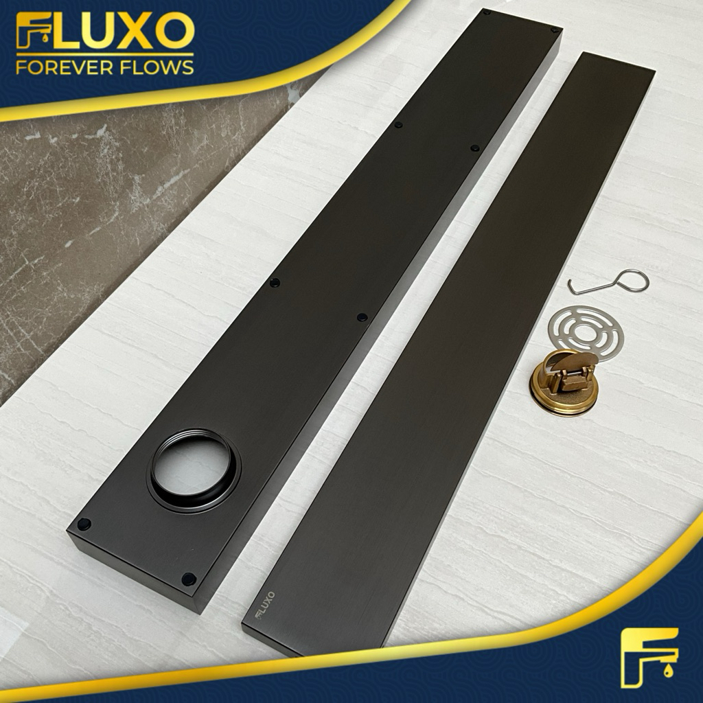 FLUXO Floor Drain Panjang Linear Lubang Samping SUS 304 Stainless Steel Premium Saringan Got kamar mandi Anti Bau Serangga