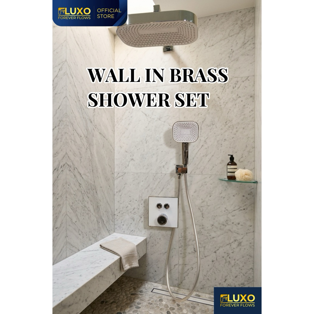 FLUXO WALL-IN BRASS SHOWER SET/SHOWER TANAM TEMBOK PREMIUM