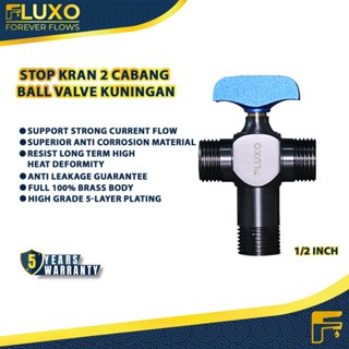 FLUXO Stop Kran Premium Angle Ball Valve Full Body Kuningan Arus Deras