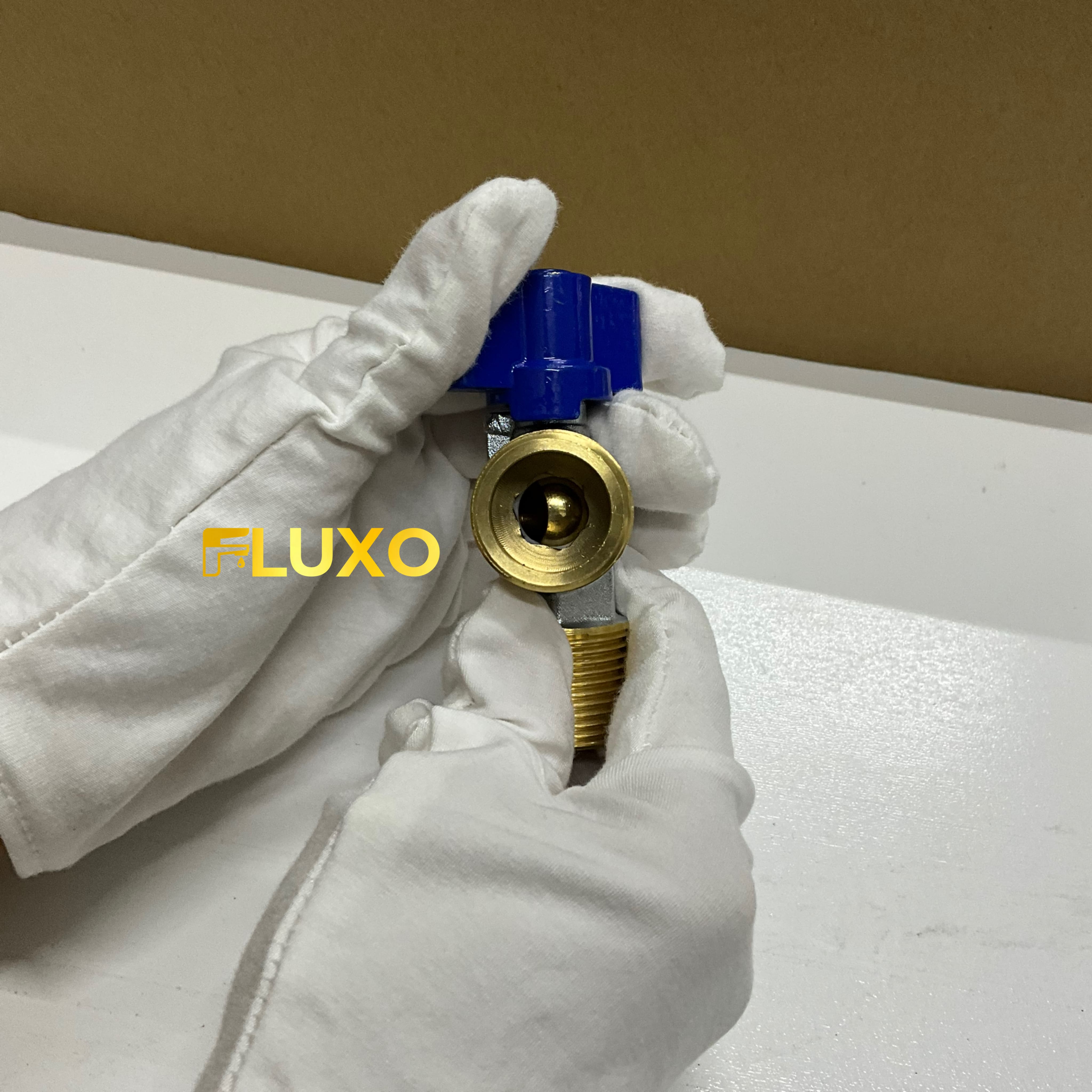 FLUXO Stop Kran Premium Angle Ball Valve Full Body Kuningan Arus Deras