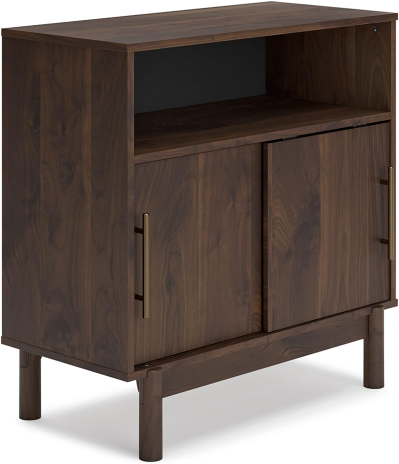 Calverson Modern Storage Display Accent Cabinet, Dark Brown, Large