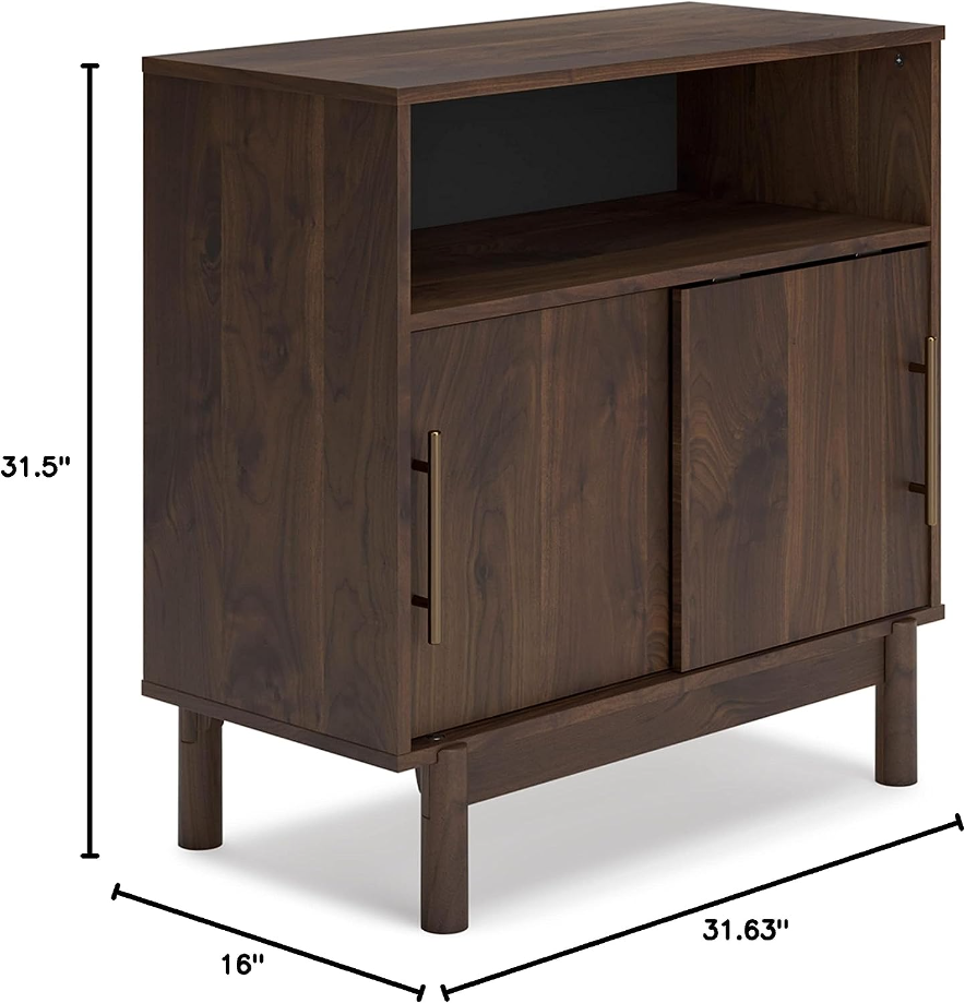 Calverson Modern Storage Display Accent Cabinet, Dark Brown, Large