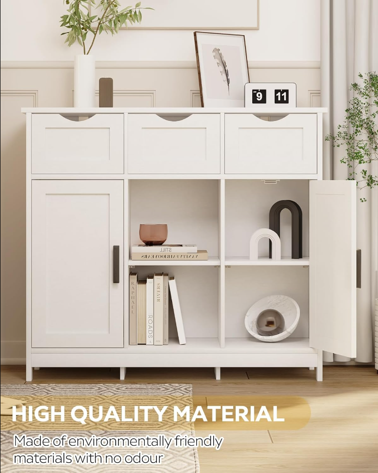 Storage Cabinets，Wooden Floor Cabinet，with Drawers and Shelves Storage Cabinets，Accent Cabinet for Living Room， Bedroom，Bathroom Furniture Home Decor（White）