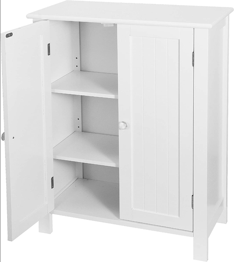 Modern Bathroom Floor Storage Cabinet with Adjustable Shelf and Double Door Rust Proof, Living Room Modern Home Furniture Storage Organizer Cabinet