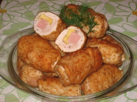 Крученики с ветчиной и сыром (Кордон блю)