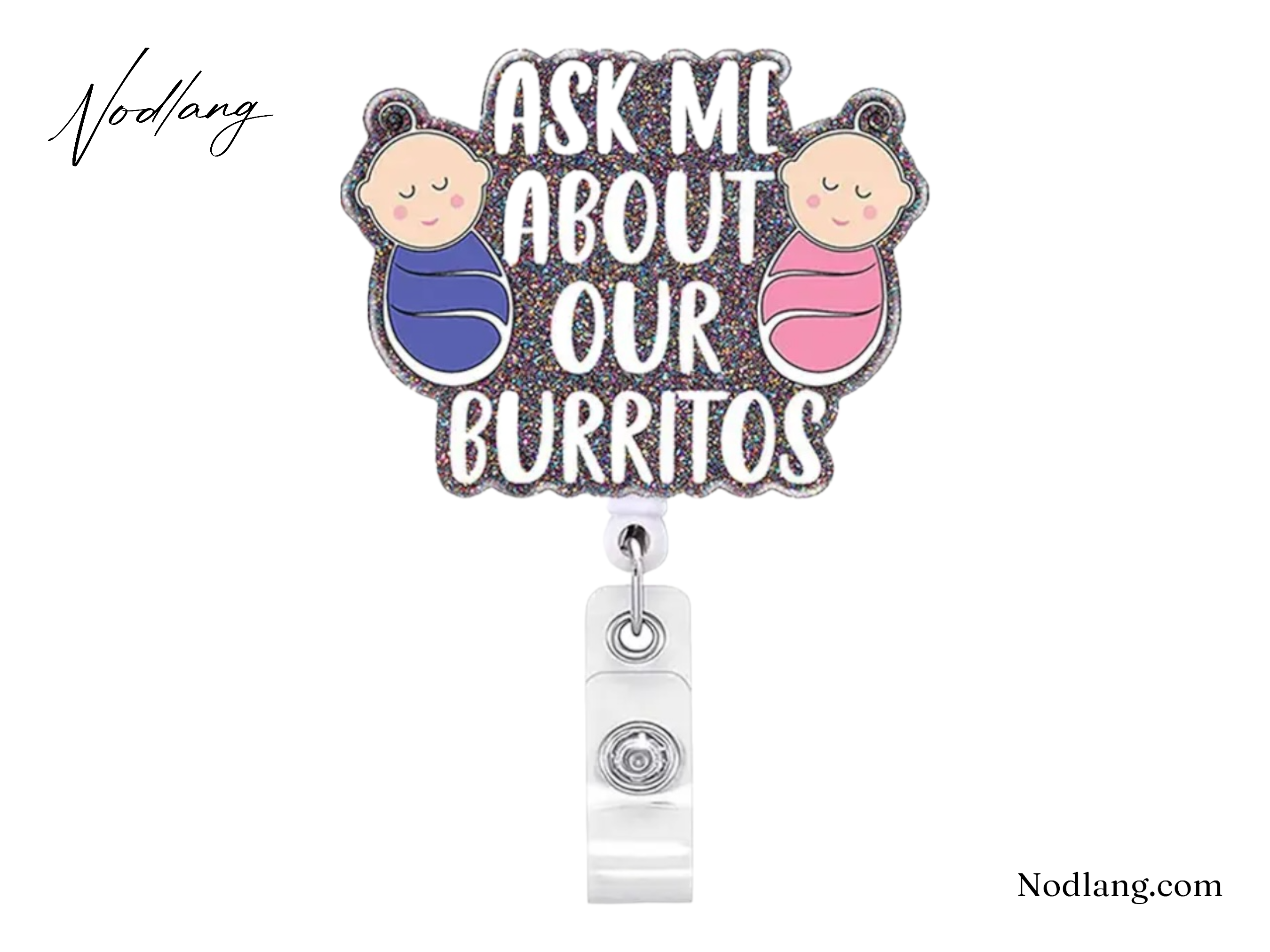Ask Me About Our Burritos Retractable Badge Reel – Sparkling & Functional ID Holder