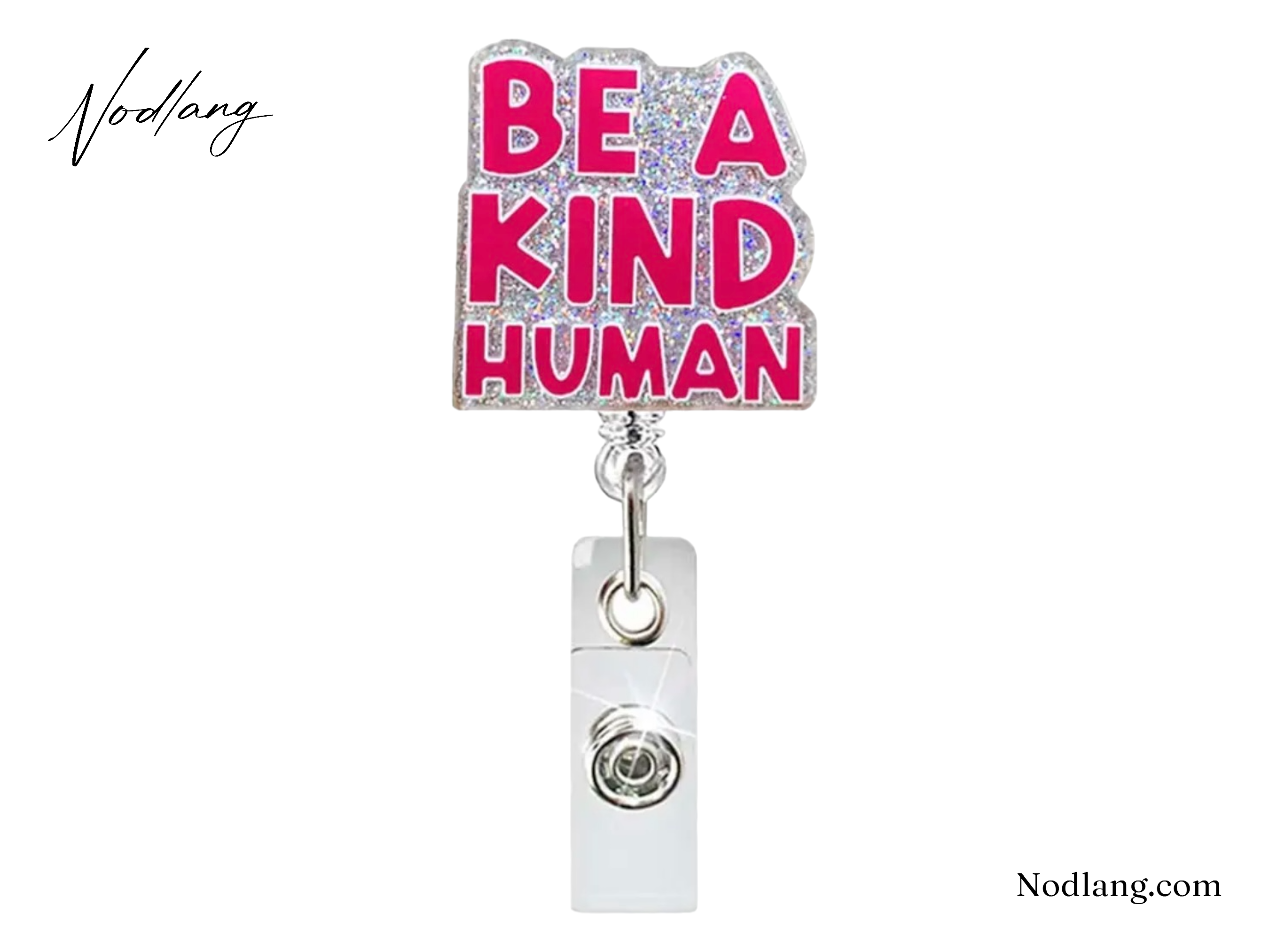 Be A Kind Human Retractable Badge Reel – Sparkling & Functional ID Holder